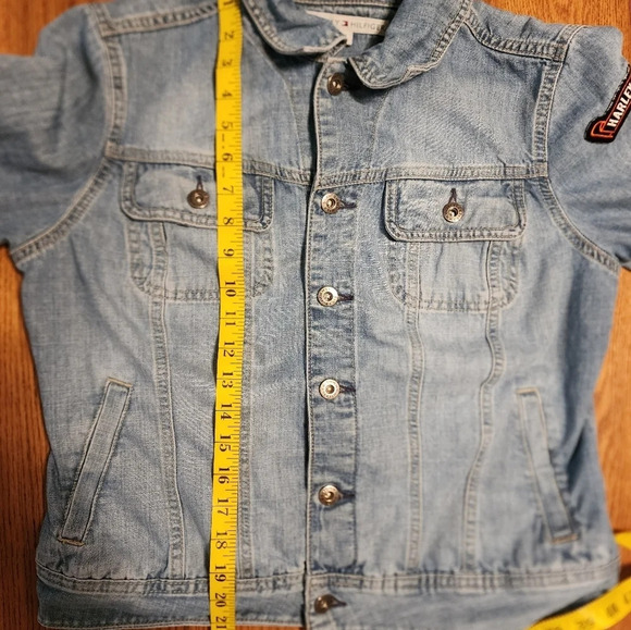 2004 Tommy Hilfiger Jean Jacket With Harley Davidson Patches Fits Medium - Picture 13 of 16